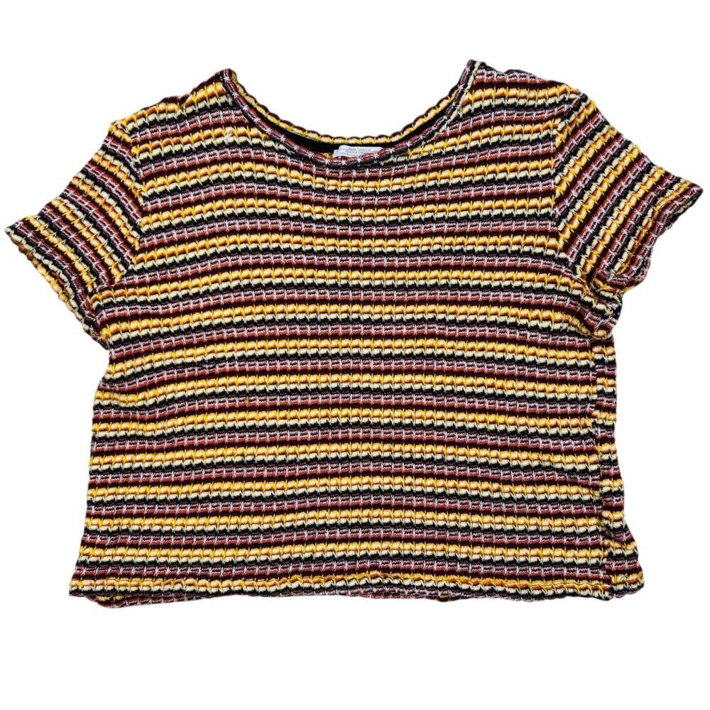 Zara Large Knit Crop Top Stretch Granny Cottage Retro Casual